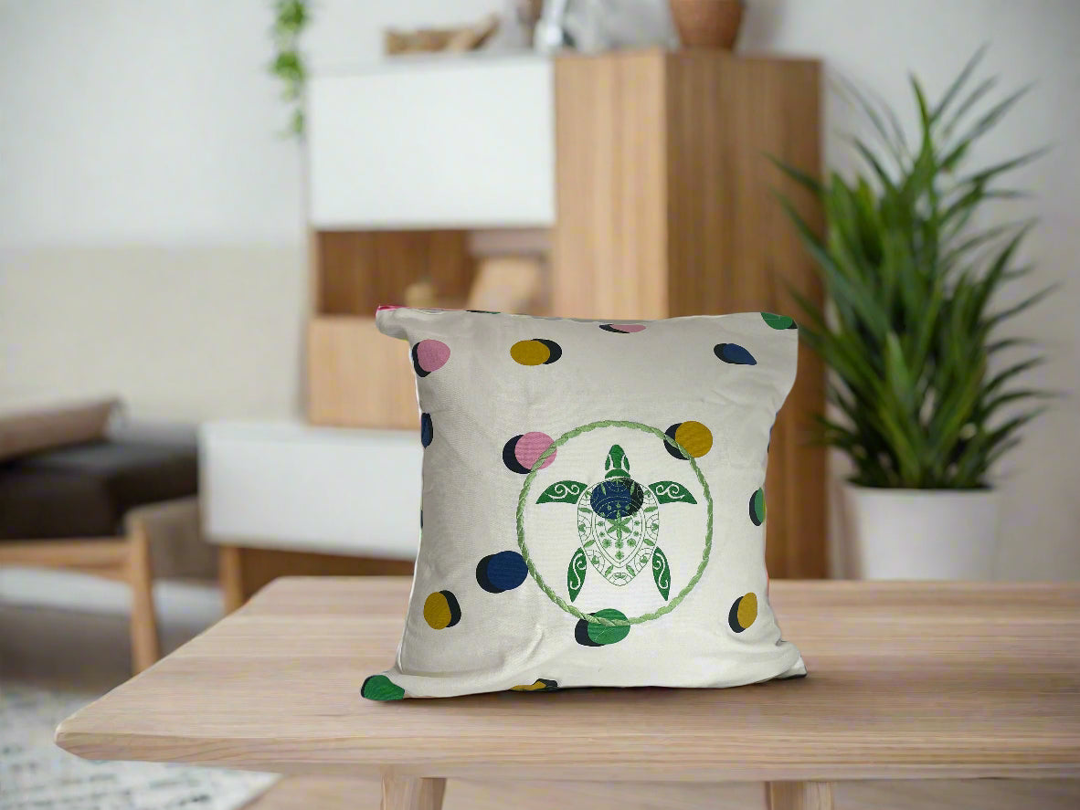 Embordered Green Turtle Pillow