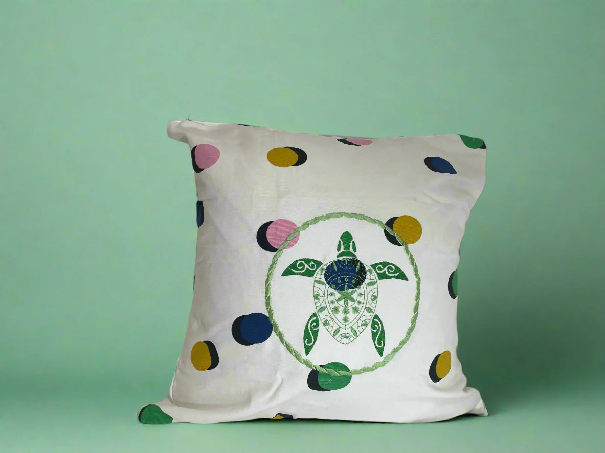 Embordered Green Turtle Pillow