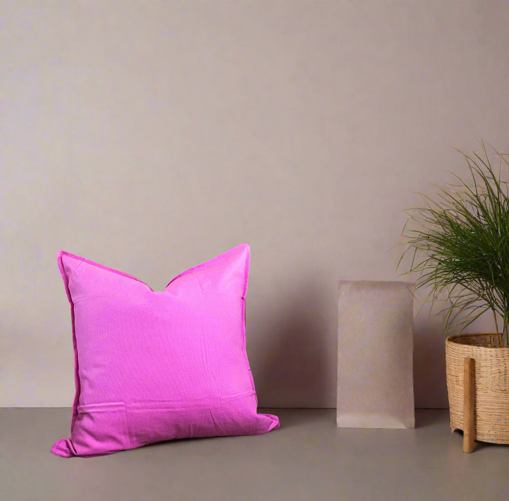 "Bee Welcome" Embroidered Pink Pillow