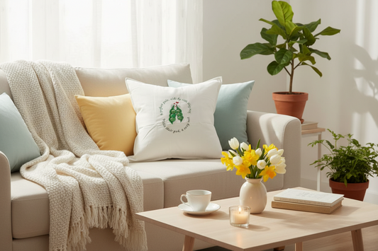 Embroidered Two Peas in Their Pods Pillow