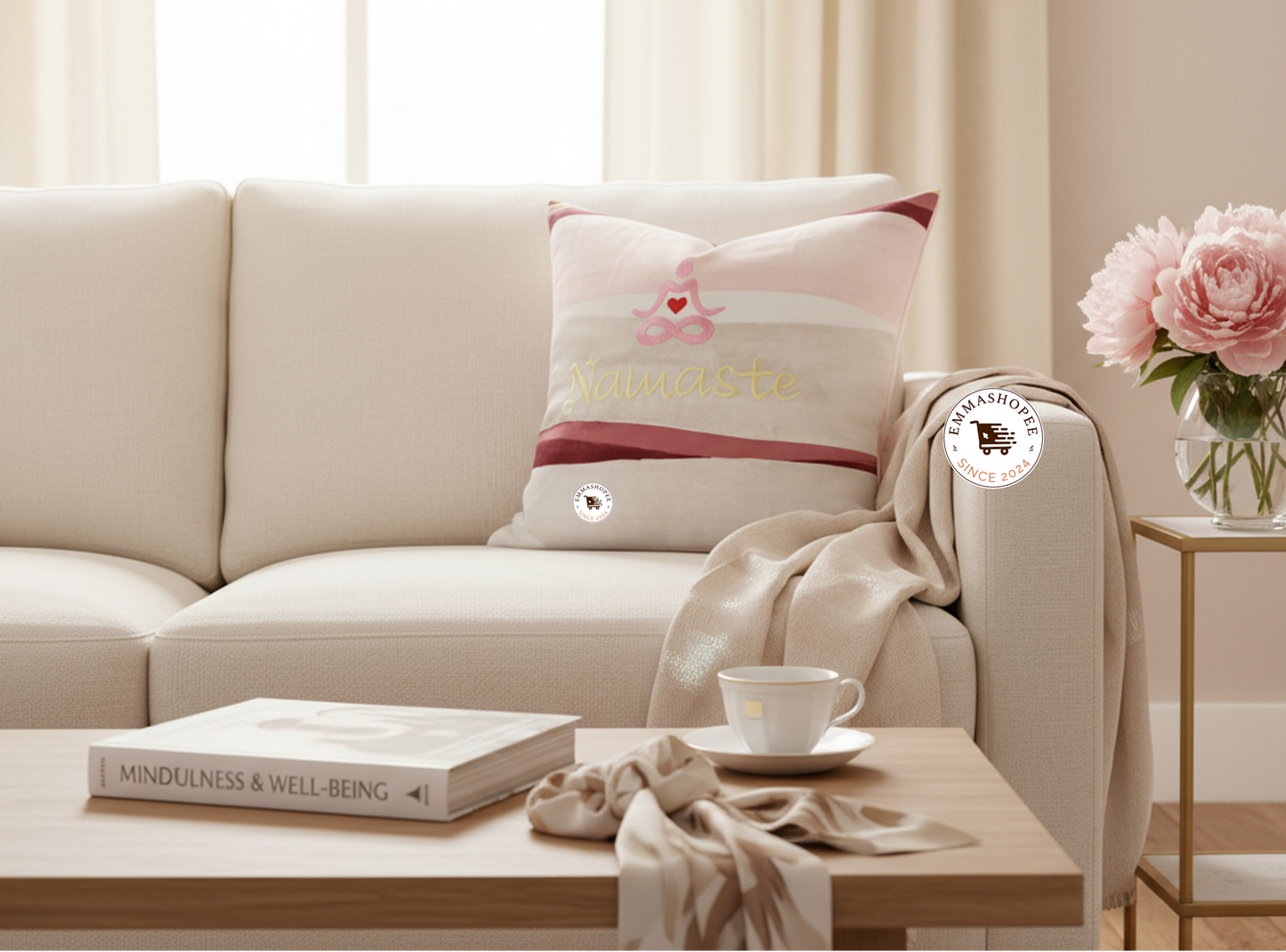 Embroidery "Namaste" Pillowcase
