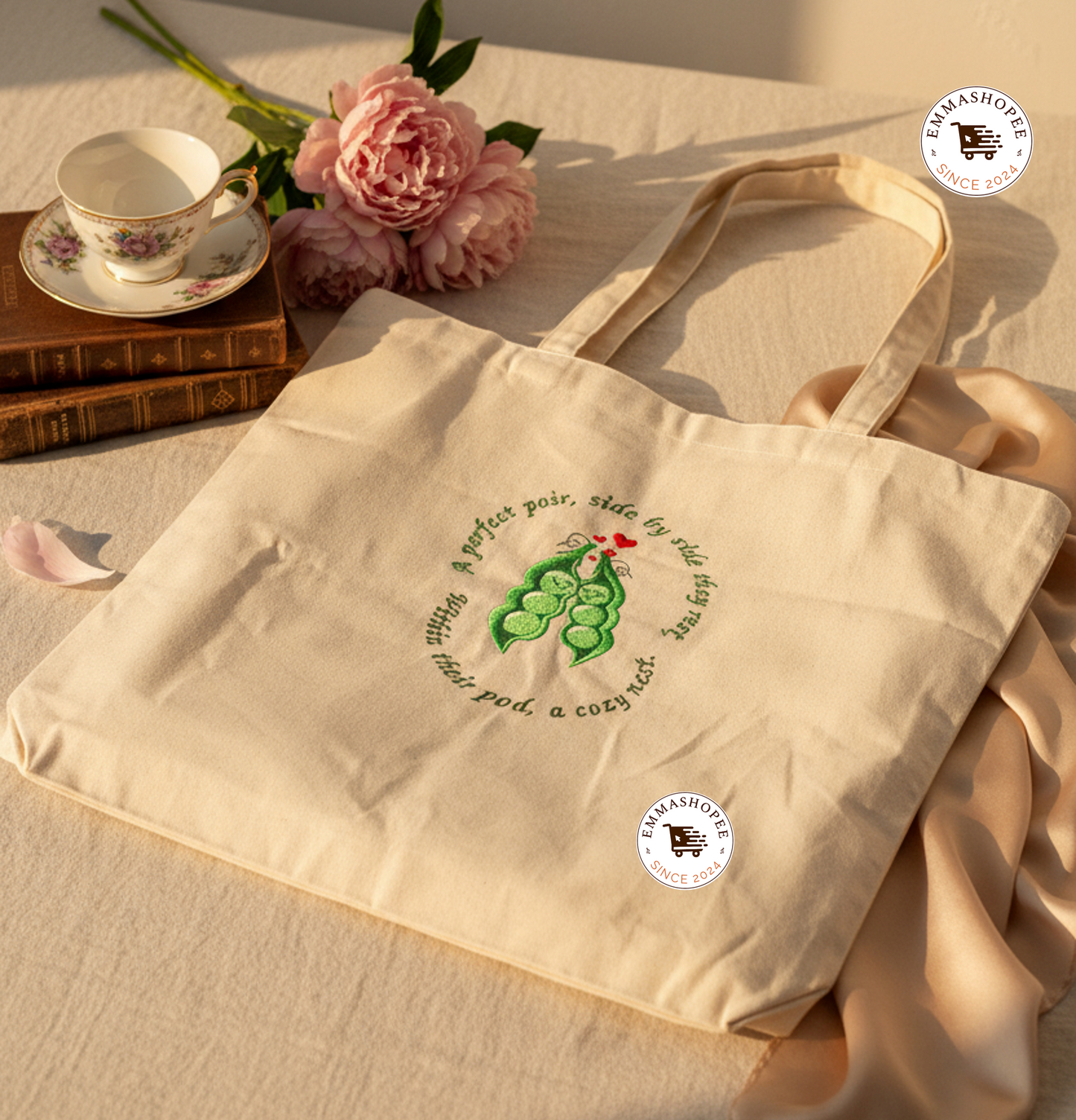 Two Peas in a Pod White Tote Bag