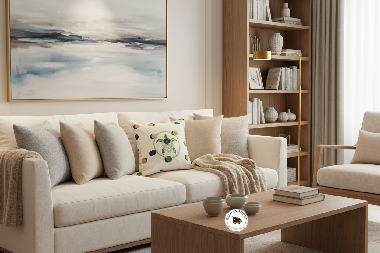 Embordered Green Turtle Pillow