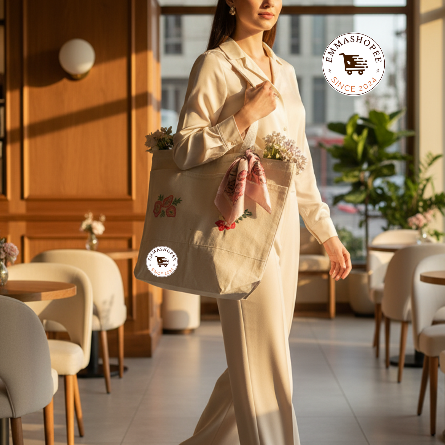 Hibiscus & Poppy Large Tote