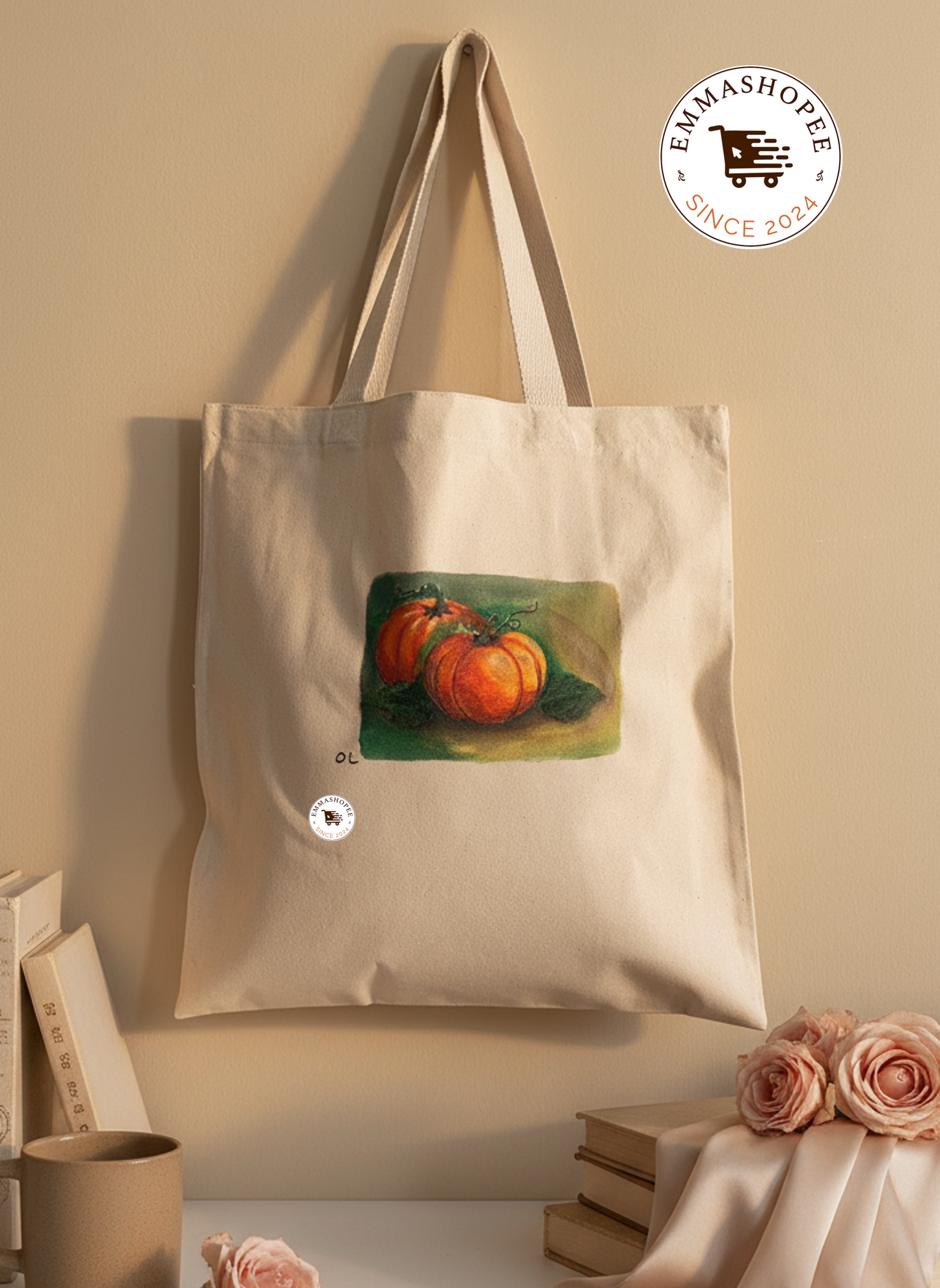 “Tote-ally Autumn” - Mixed Media Embroidery & Hand painted Cotton Canvas Tote