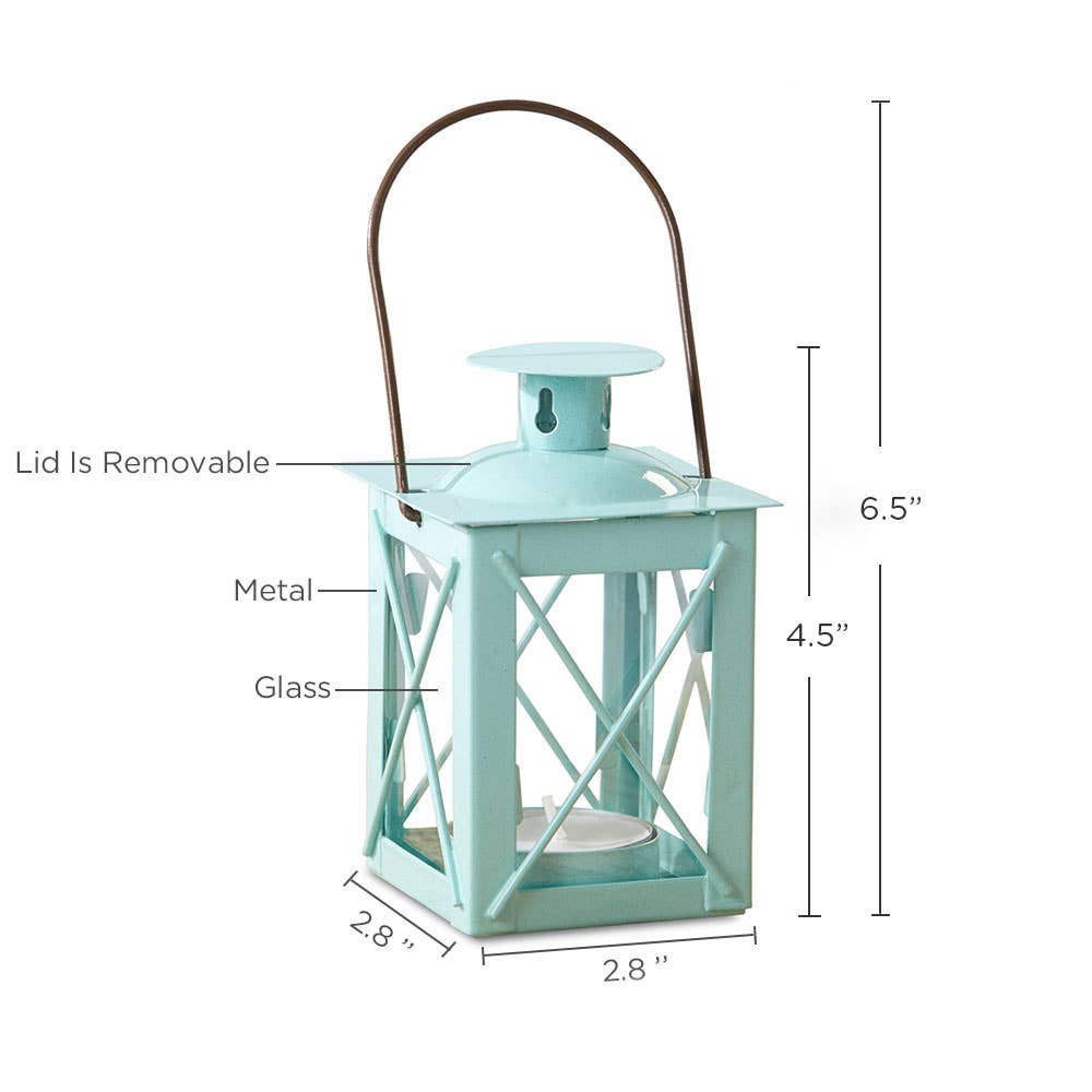 Teal Blue Mini-Lantern Tea Light Holder