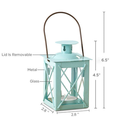 Teal Blue Mini-Lantern Tea Light Holder
