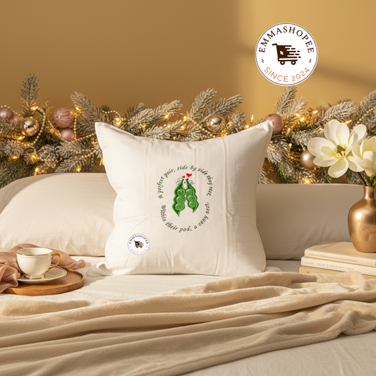 Embroidered Two Peas in a Pod Pillow