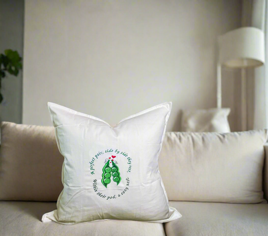 Embroidered Two Peas in a Pod Pillow