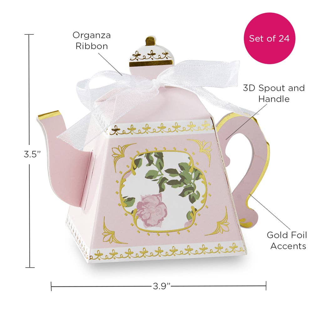 Tea Time Whimsy Teapot Favor Box - Light Pink