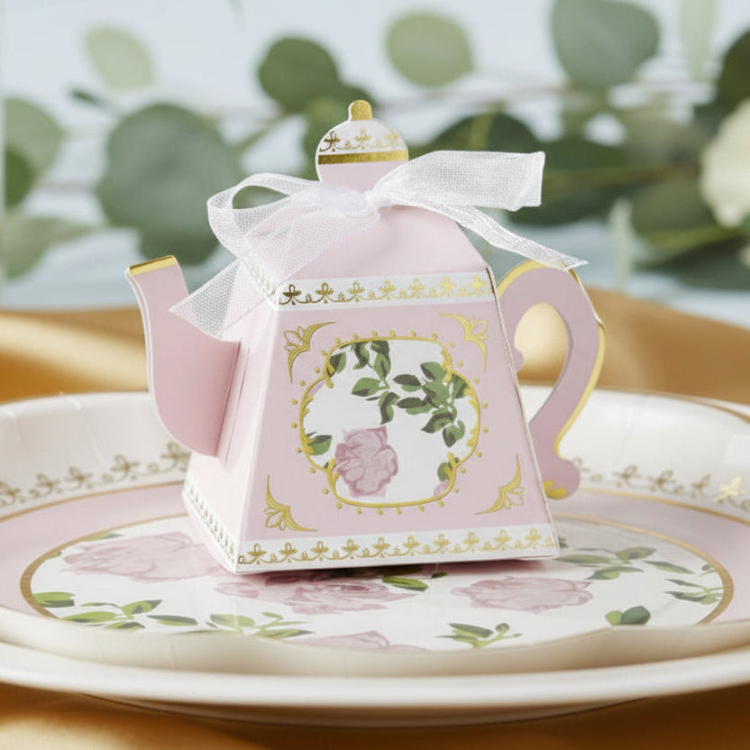 Tea Time Whimsy Teapot Favor Box - Light Pink