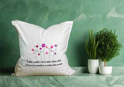 Mother’s Love Embroidery Pillow in White