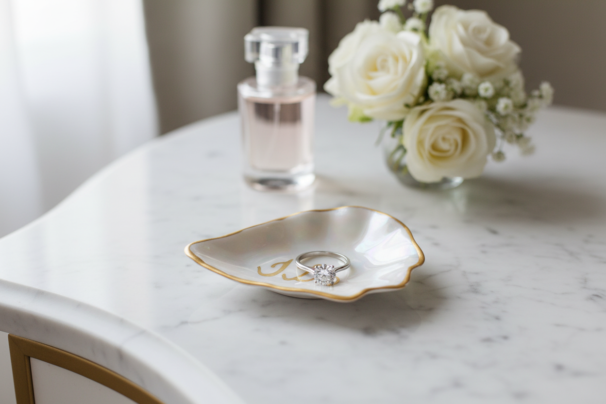 I DO Oyster Shell Ceramic Trinket Dish