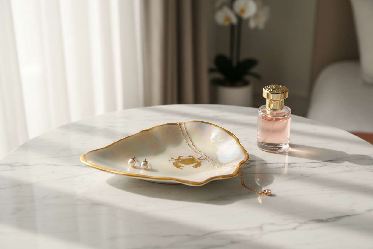 Crab Oyster Shell Ceramic Trinket Dish