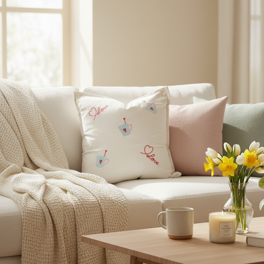 Love You a Latte Embroidered Pillow