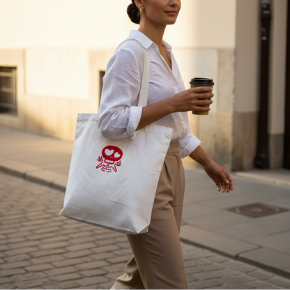 Skully in Love Embroidered Tote