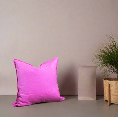 "Bee Welcome" Embroidered Pink Pillow