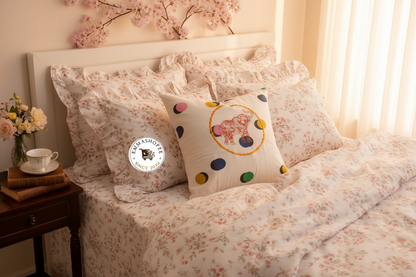 Embroidery Elephant Contemporary Art Pillow