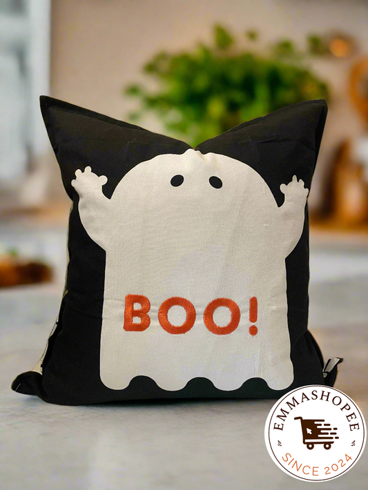 Embroidered "BOO!" Pillow cover