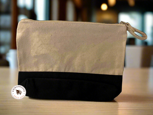 Embroidered "Skully in Love" Canvas Zipper Pouch