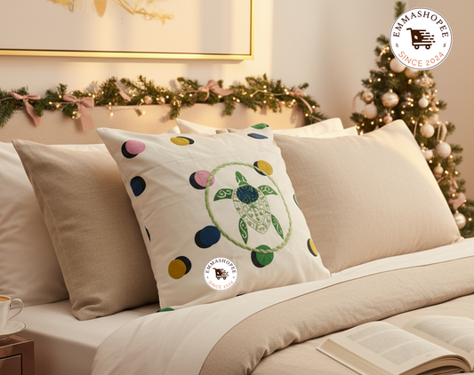 Embordered Green Turtle Pillow