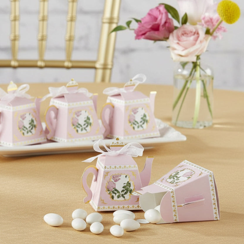 Tea Time Whimsy Teapot Favor Box - Light Pink