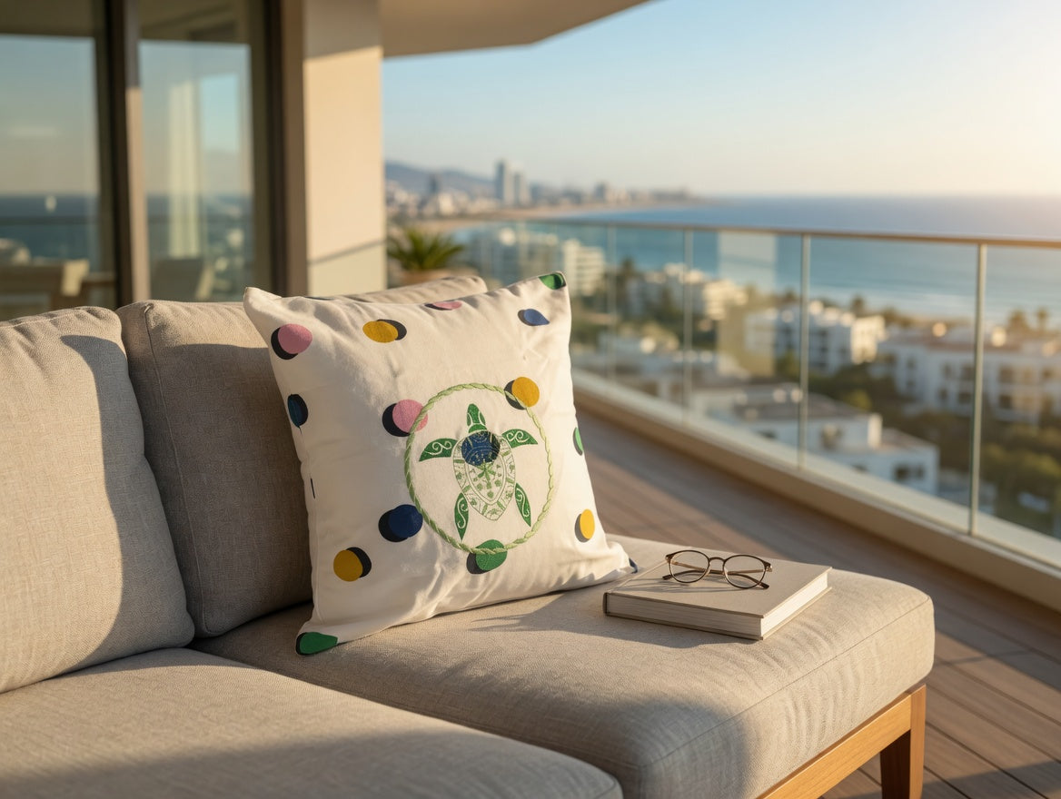 Embordered Green Turtle Pillow