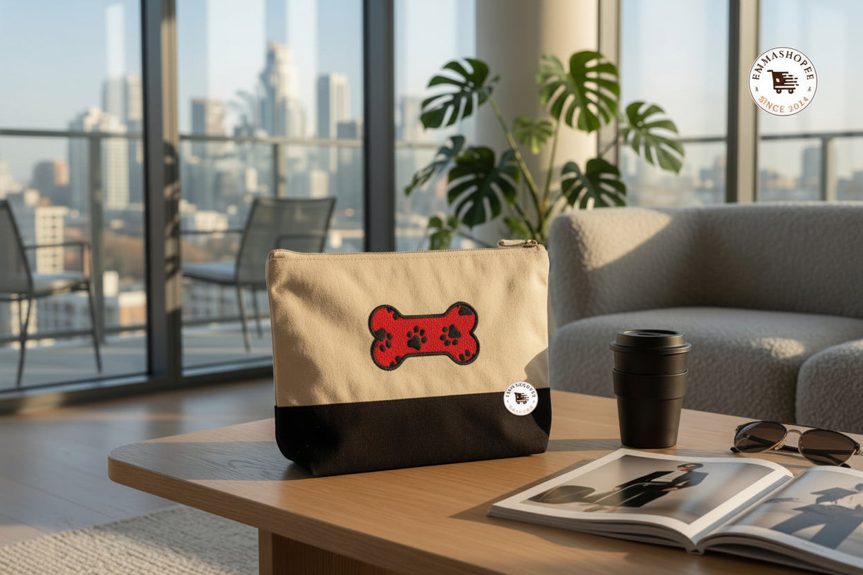 Red Bone Animal Paw Prints