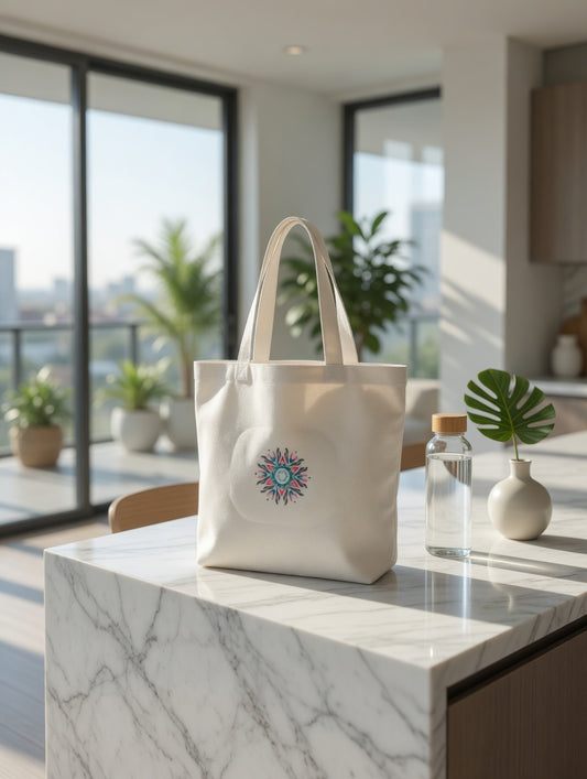 Mandala Large White Tote