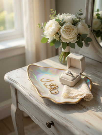 I DO Oyster Shell Ceramic Trinket Dish
