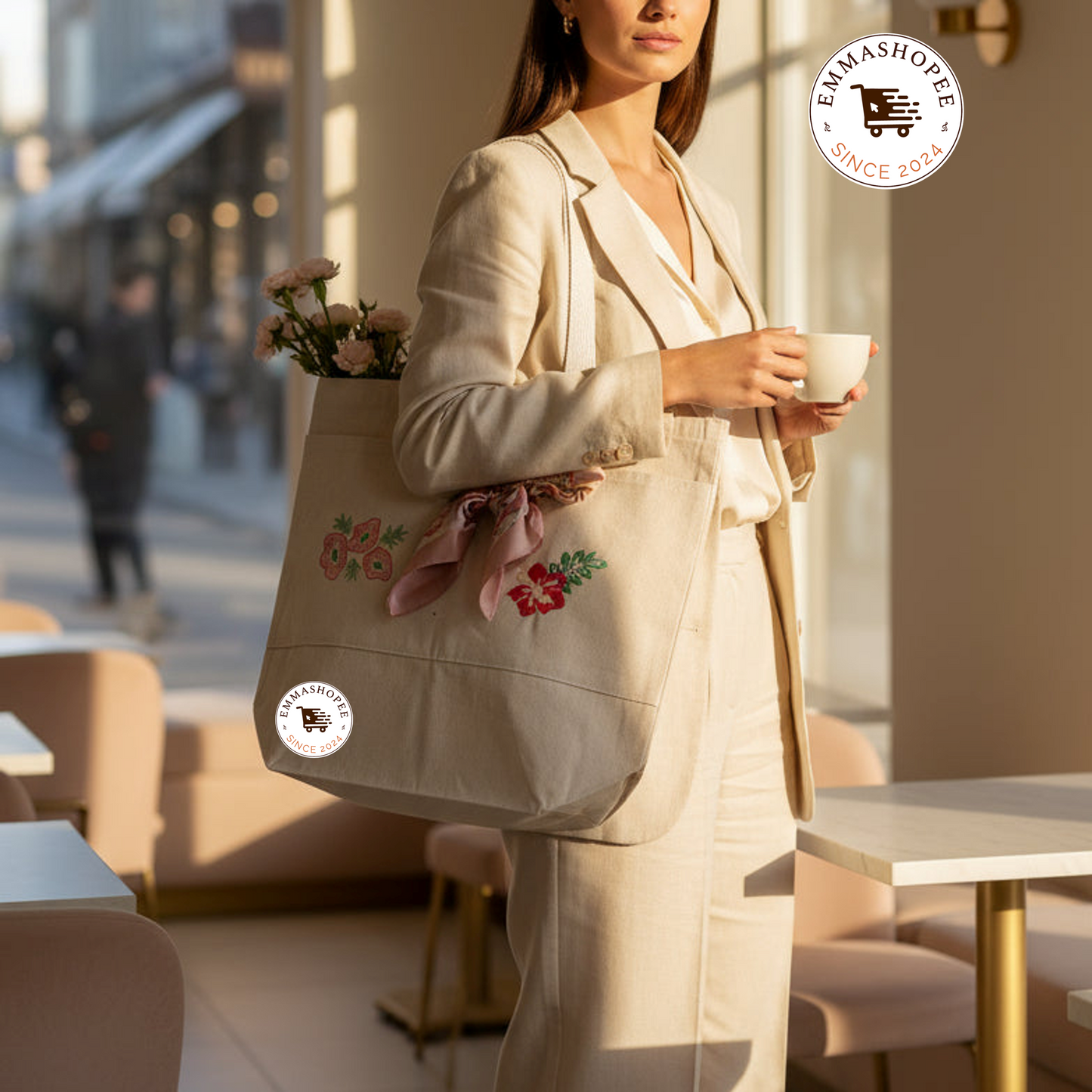 Hibiscus & Poppy Large Tote