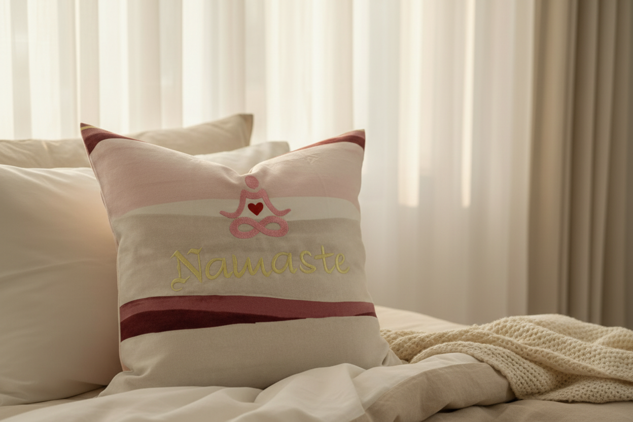 Embroidery "Namaste" Pillowcase