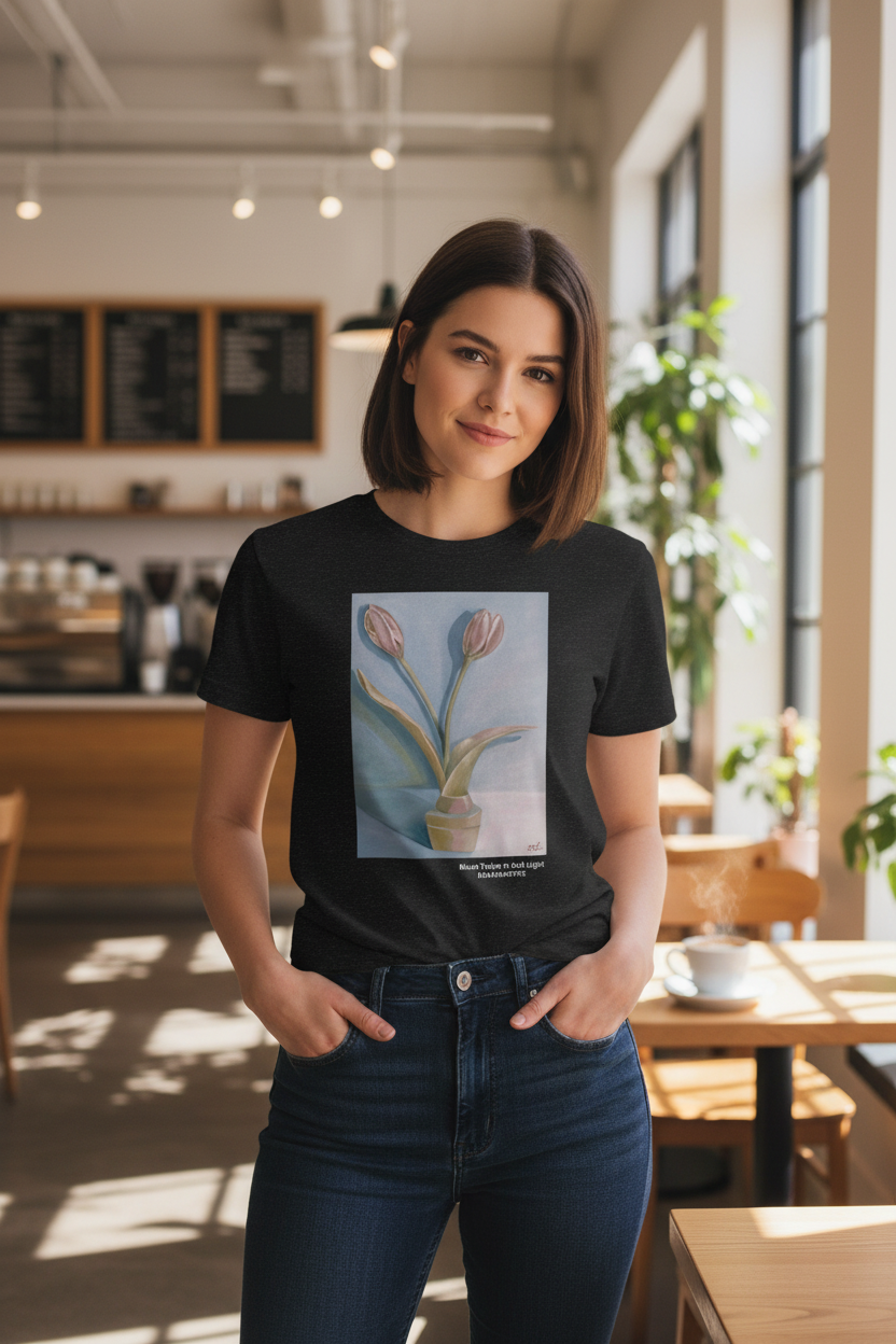 Blush Tulips in Soft Light Graphic T-Shirt