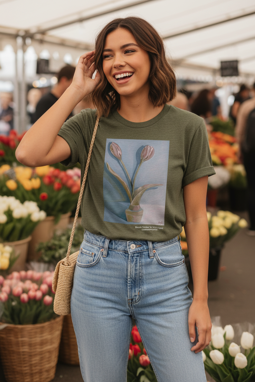 Blush Tulips in Soft Light Graphic T-Shirt